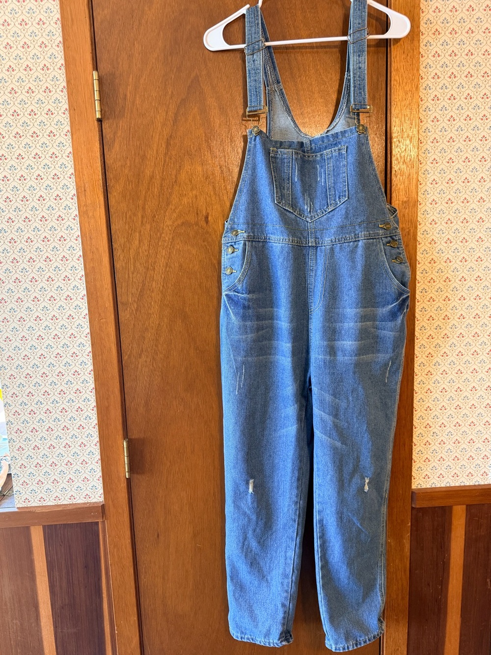 Plus Size Denim Overalls 2XL | Distressed Straight Leg Adjustable Bib Jumpsuit